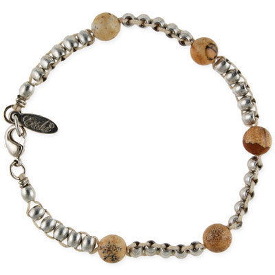 MB113E - Barrel Beads Bracelet with Accent Semi Precious Stone