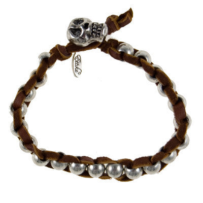 MB239 - Lamb Leather Through Round Hishi Bead Bracelet with Hamsa Closer