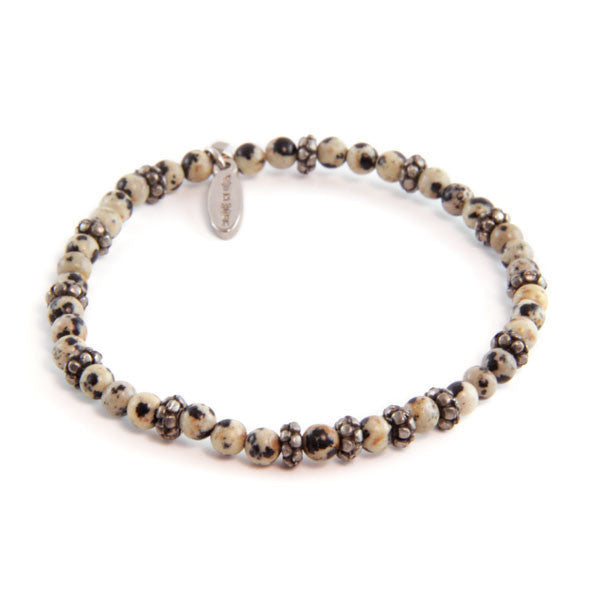 Dalmatian and Faceted Donut Beaded Bracelet