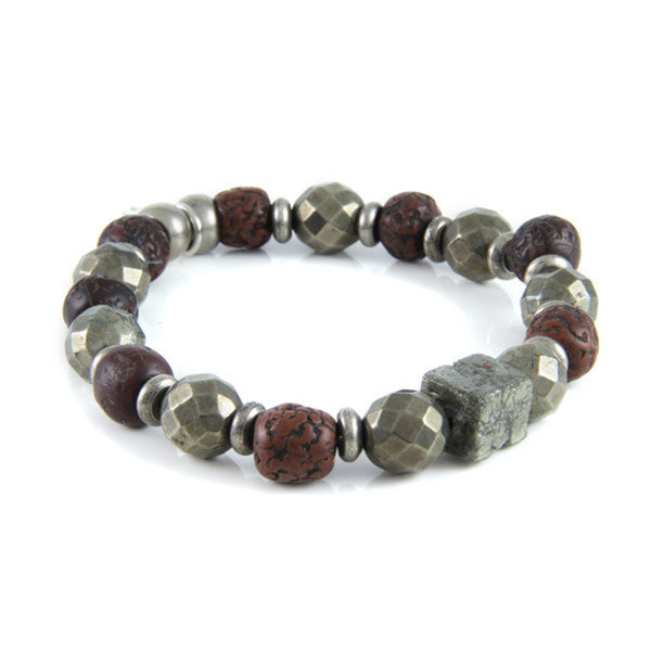 Rudrani and Faceted Crystal Beads with Pyrite Stone Bead