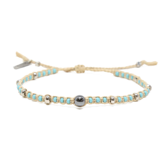 Holbrook Bracelet in Turquoise, Hematite, and Tan