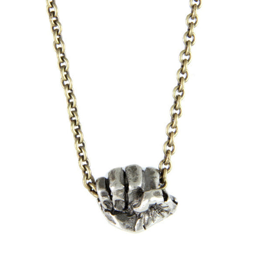 Silver Knuckle Charm Brass Chain Necklace